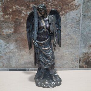 Veronese Angel Musician Bronze Statue Feather Quill Violin